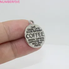 10 шт- 19x22 мм античный серебряный тон кофе слово коллаж подвески