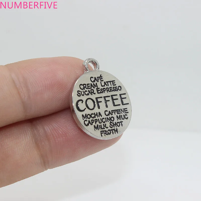 

10pcs--19x22mm Antique silver tone Coffee Word Collage Charms pendant