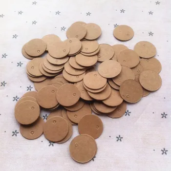 

500PCS 20X20mm small circular tags Black Kraft Paper Hang Tags,Bookmark Garment Price Labels
