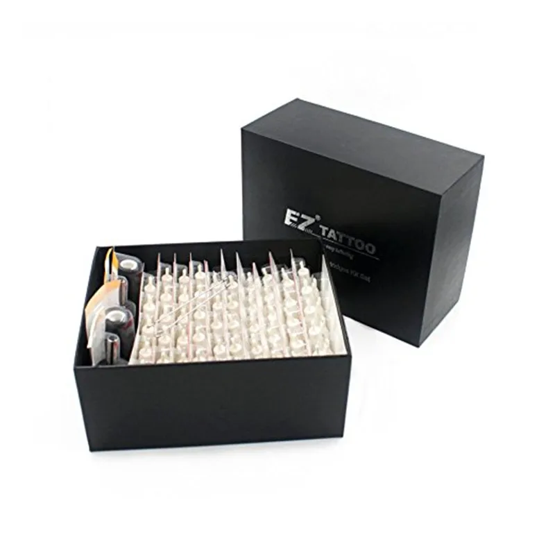 100 Pieces Assorted EZ Cartridge Tattoo Needles With 4 Black Disposable
