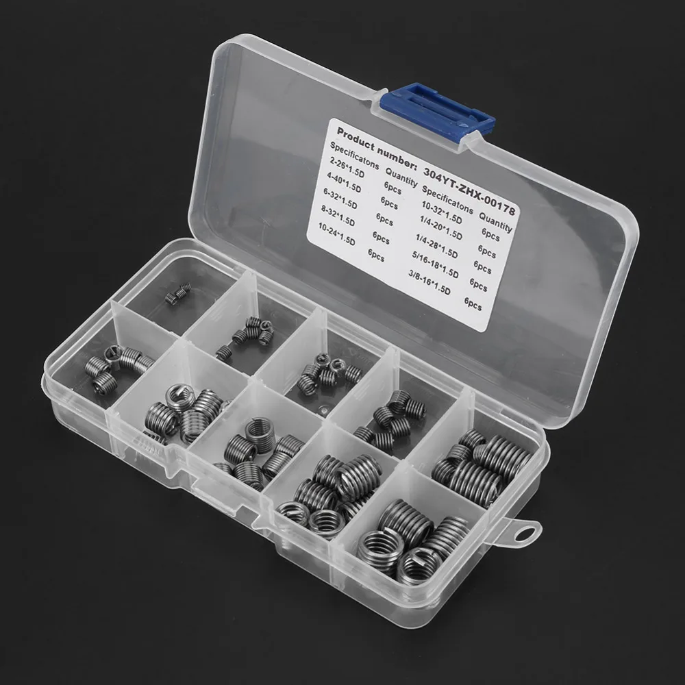 60pcs/set 304 Stainless Steel Wire Screw Sleeve Thread Insert