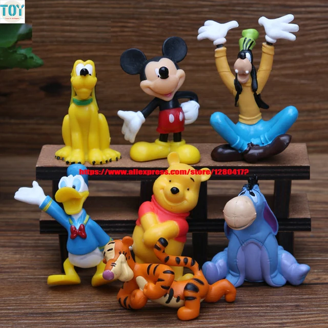 OHMETOY 7PCS Mickey Mouse Clubhouse Baby Dolls Goofy Dog Tigger Donald Duck Anime Toy Action Figure
