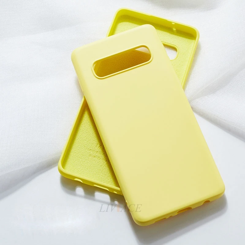 Жидкий силиконовый чехол для телефона samsung galaxy s10 plus 5g s10e lite s9 s8 plus s7 edge note 9 8 мягкая задняя крышка fundas - Color: yellow