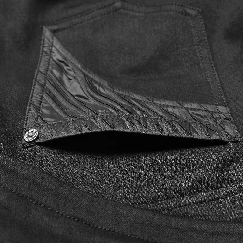 Панк Рейв черный Панк Рок Мода Металл личность Ковбой Slim-Fitting мужские брюки Rockability WK365