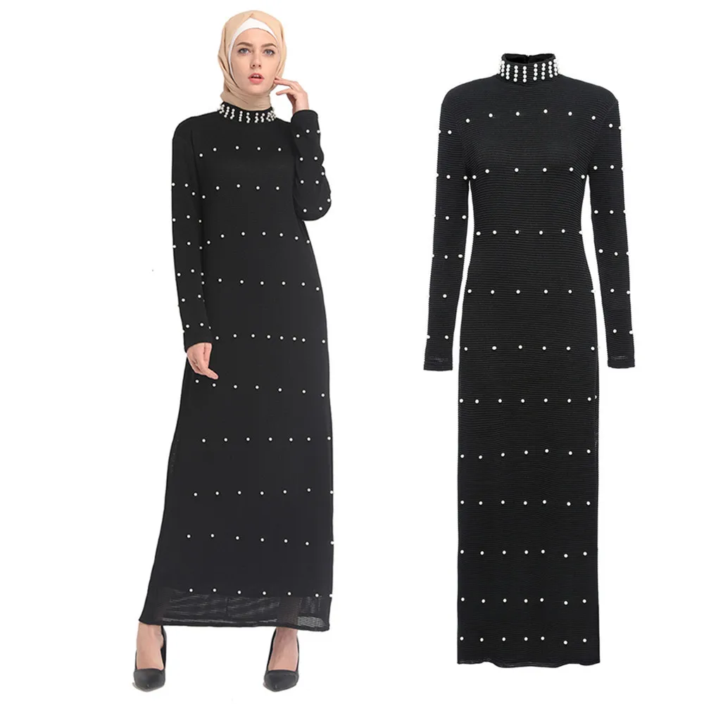 

Pearls Abaya Vestido Muslim Dress Maxi Kaftan Turkey Dubai Arabic Pakistani Ramadan Marocain Caftan Turkish Islamic Clothing