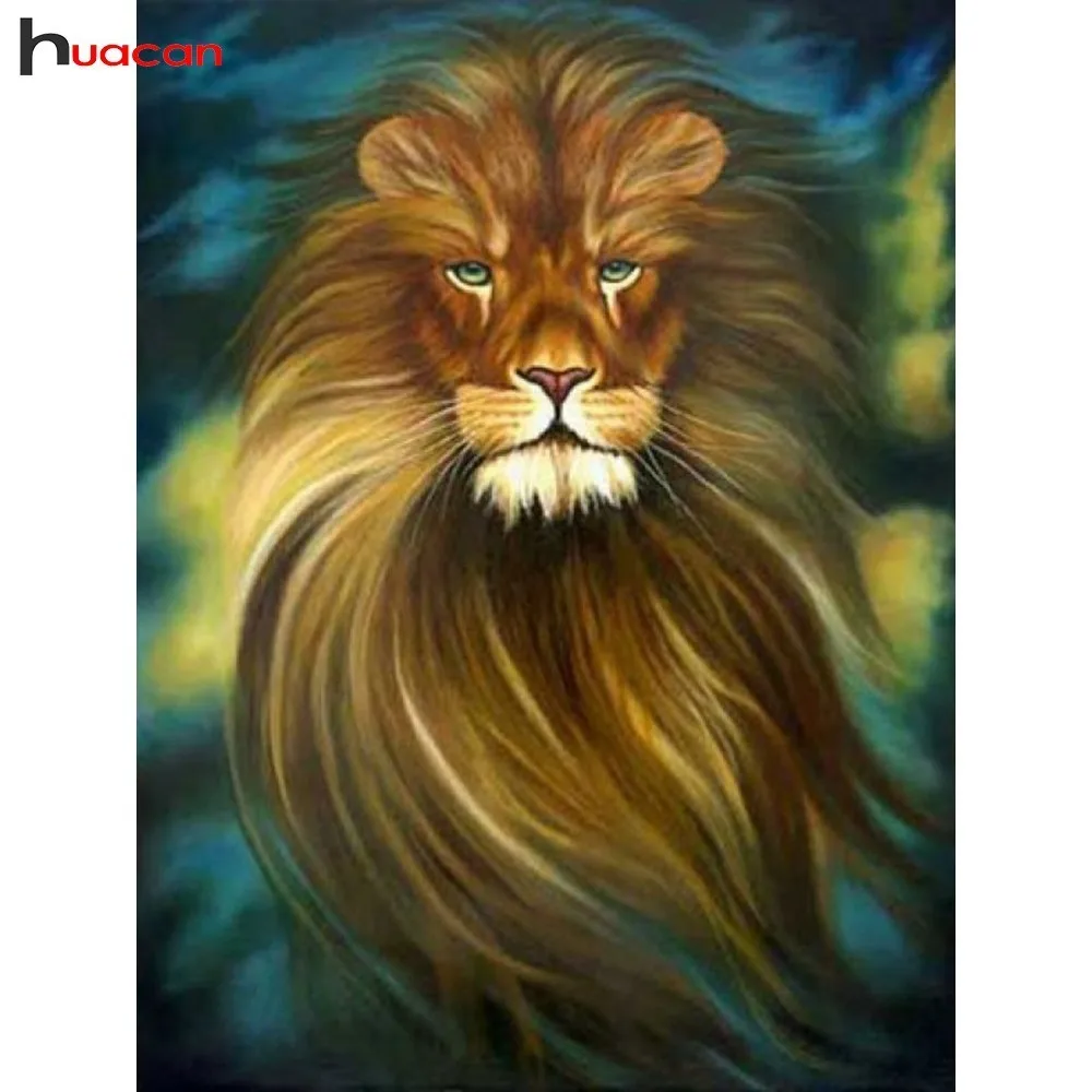 

HUACAN Animals 5D DIY Diamond Painting Cross Stitch Decoration Home Full Square/Round Drill Resin Mosaic Diamond Embroidery Lion