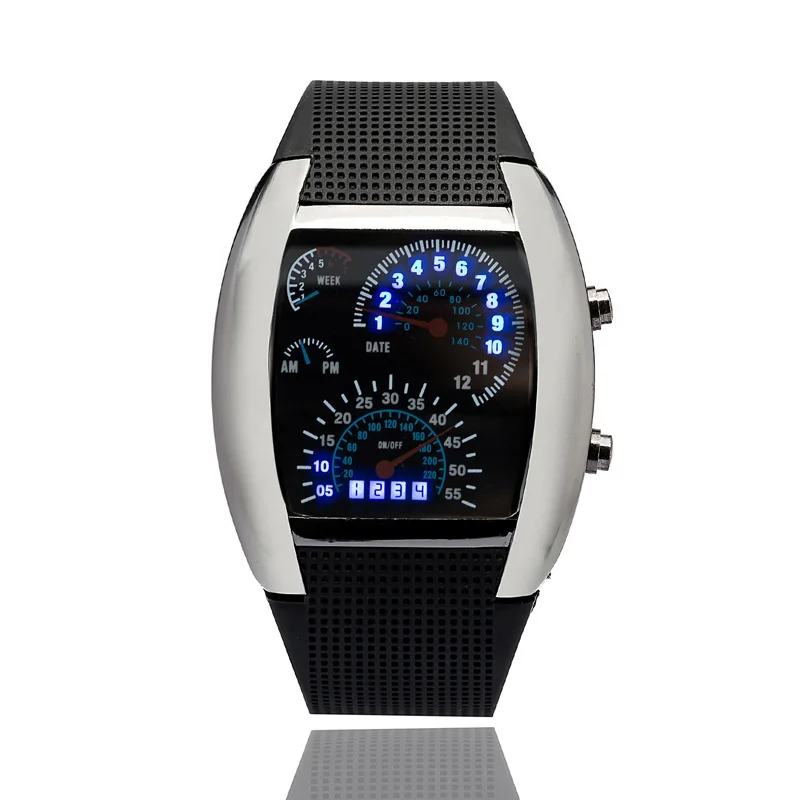 New Fashion Cool Flash LED Digital Watch Innovative Car Meter Air Race