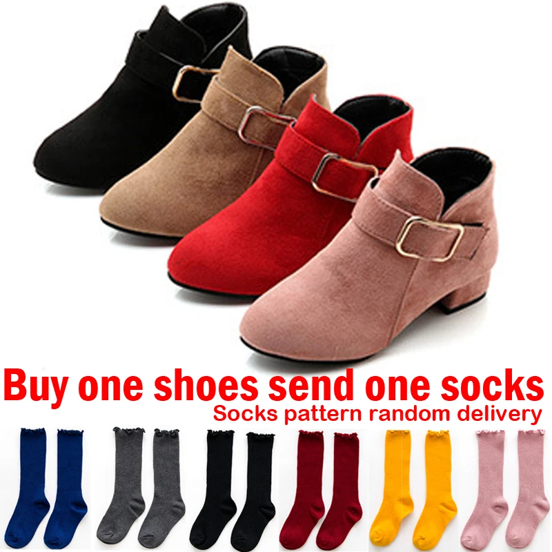 

Heels Winter Boots For Girls Martin Boots Kids Winter Shoes For Children Footwear Girl Leather Ankle Boots Snow Boots 27-37