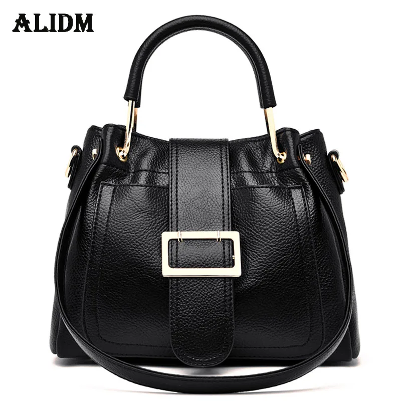 

Fashion Genuine Leather Women Shoulder Bags Sheepskin Ladies Designer Handbags High Quality Bags Women Sac A Main Metal Tote 201