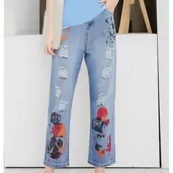 Винтажные женские рваные джинсы, уличная одежда большого размера, Джинсы бойфренда, повседневные женские джинсовые штаны-шаровары с