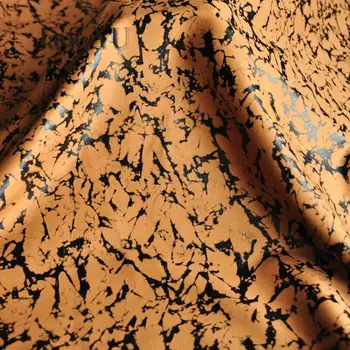 

JaneYU Dark Brown Bottom Black Print Fabric Diy Handmade Cotton Dress Pants Fabric