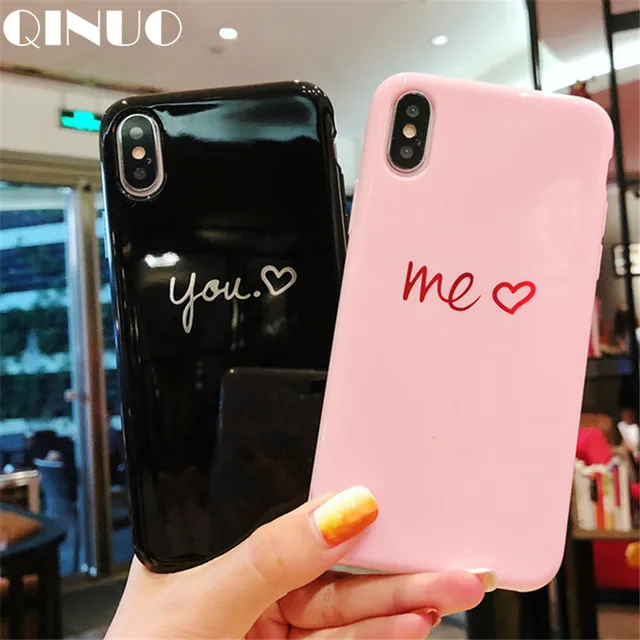 Special Offers QINUO Fashion Love Heart Couple Glossy Case For iPhone 6 6s 7 8 X Simple YOU&ME Soft TPU Case For iPhone 7 Plus Cover Fundas Special Offers QINUO Fashion Love Heart Couple Glossy Case For iPhone 6 6s 7 8 X Simple YOU&ME Soft TPU Case For iPhone 7 Plus Cover Fundas