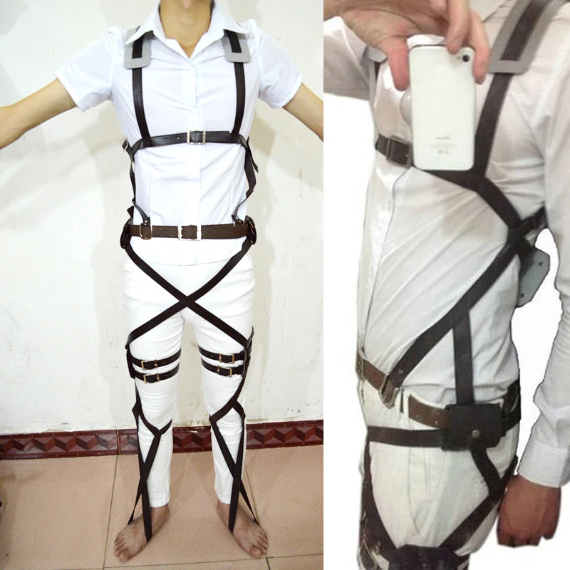 Классический костюм для косплея Атака Титанов Shingeki No Kyojin Recon Corps Harness Hookshot с поясом