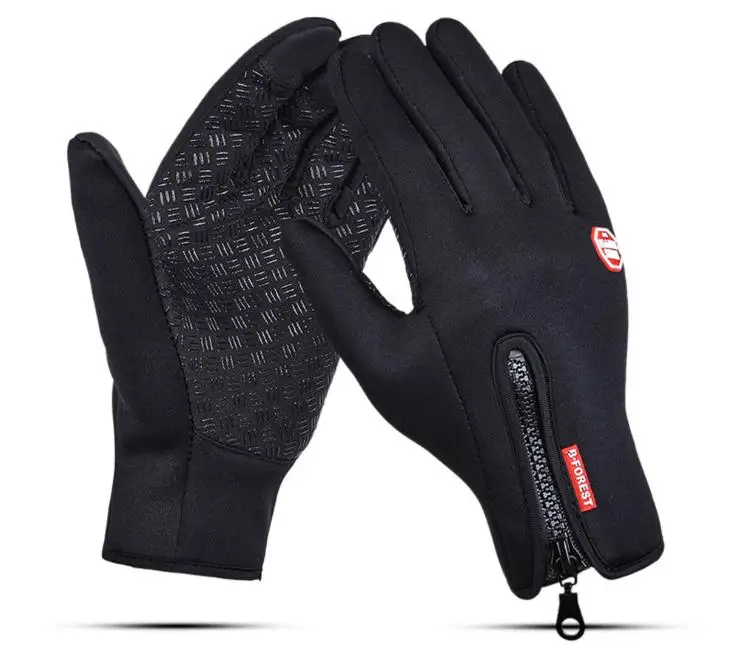 Winter Touch Screen Gloves Men Warm Windproof Glove Fashion Classic Camping Hiking Motorcycle Sports Full Finger Unisex Gloves - Цвет: Black