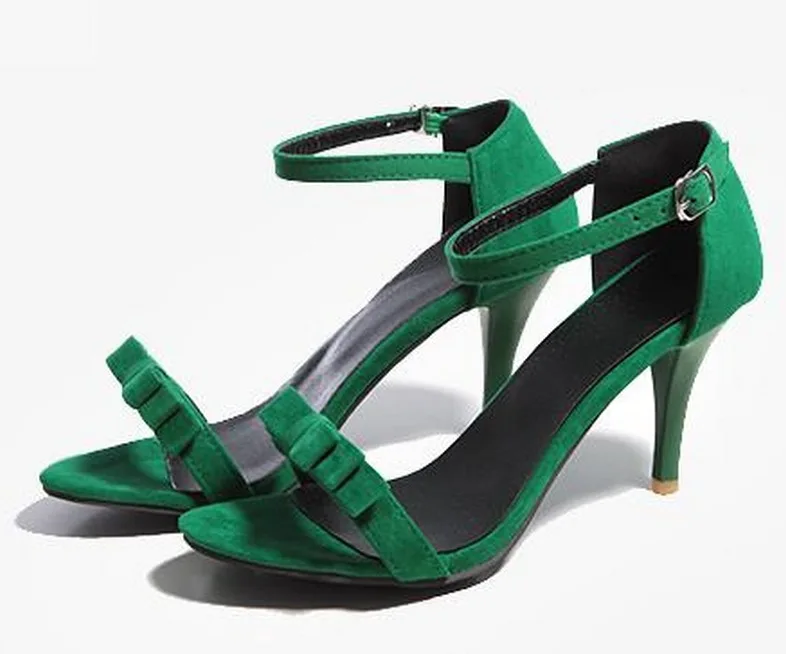 green sandals low heel