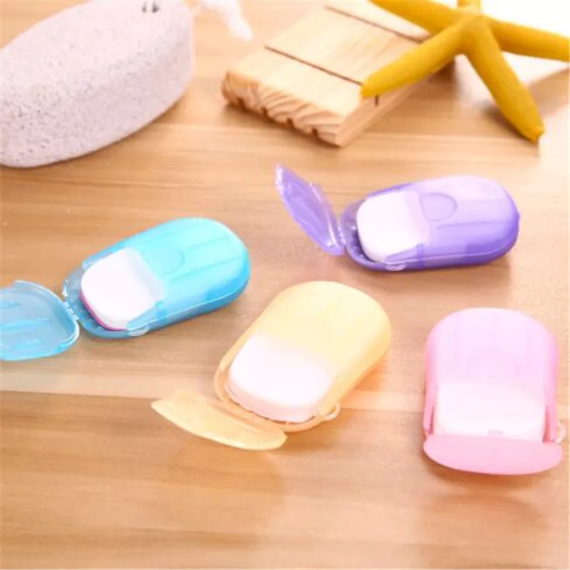 

Outdoor Travel Soap Paper Washing Hand Bath Clean Scented Slice Sheets 20pcs Disposable Boxe Soap Portable Mini Paper Soap