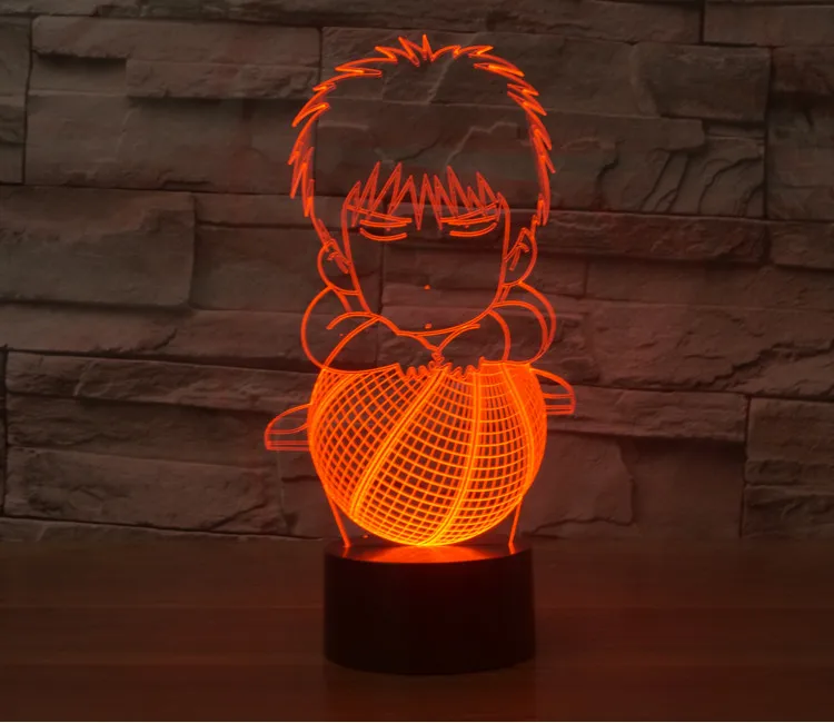 Rukawa Kaede баскетбол 3D светодиодный свет 7 цветов изменить настольная лампа ночник Подарки на Новый год украшения дома дропшиппинг