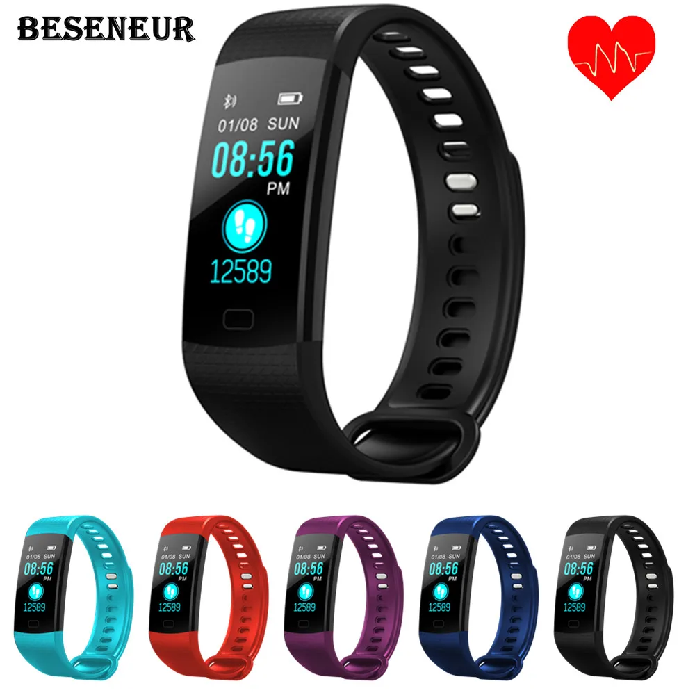 Beseneur Y5 умный Браслет сердечного ритма трекер фитнес-трекер Smartband водостойкий