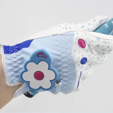 Одна пара с цветочным принтом Гольф перчатки из дышащей искусственной кожи Для женщин на открытом воздухе Спорт Гольф клубы тренировочные перчатки двойной передал 4 цвета