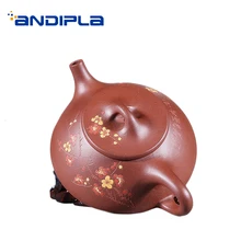 300 ml аутентичный китайский чайник для заварки чая Фиолетовый Глиняный заварочный чайник ручной росписью с рисунком цветка сливы натуральный НЕОБРАБОТАННАЯ руда горшок Zisha Чай ware черный чайники