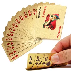 24 К чистого золота игральные карты для покера игры водостойкие карат фольга покрытием Джокер игра в покер карты настольные Jeu De Carte 52 карт