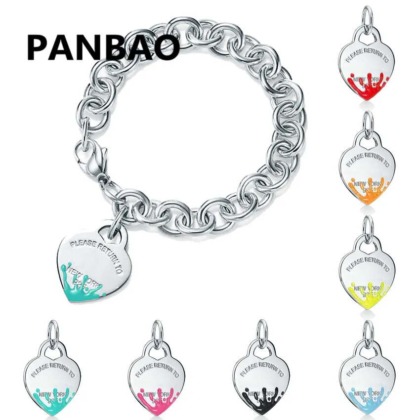 

tiff925 silver in Europe and the original authentic love a variety of fashion color splash charm bracelet ladies present