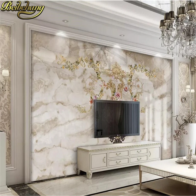 beibehang Custom Wall Mural Large Wall Painting Modern wall paper for Living Room TV Backdrop European luxury marble Wallpaper