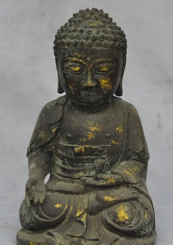 

shitou 002486 9"old tibet buddhism fane bronze sakyamuni Tathagata Amitabha buddha statue