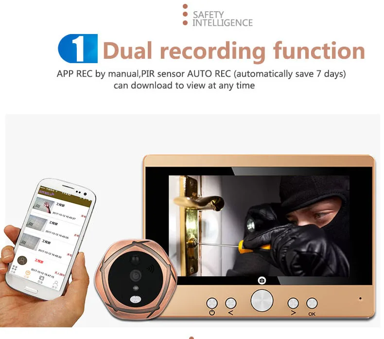 5 720p Wifi Wireless Peephole Door Viewer Front Door Camera Wifi