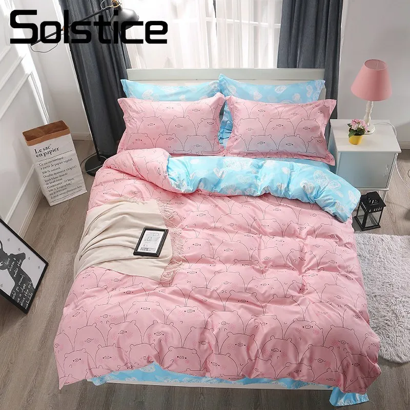 Solstice Home Textile Girl Kid Child Bedding Linens Set Piggy Pink