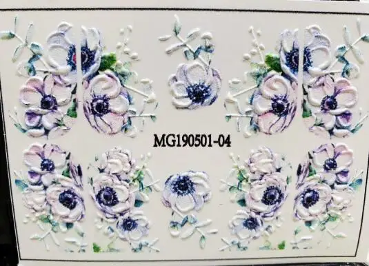 3D акриловая Выгравированная наклейка с цветком для ногтей, тисненые леопардовые цветы, листья, Водные Наклейки, эмаистичные наклейки для ногтей, водные горки, наклейки Z0109 - Цвет: 4