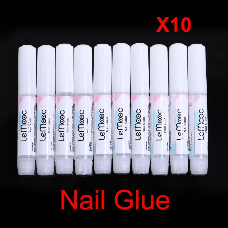

10Pcs /Set Mini Beauty Nail Glue False Art Decorate Tips Acrylic Glue Nail Accessories 2g False Nail Extension Glue