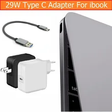 USB-C 3.1 29 W Adaptador de Corriente EE.UU. AU EU Plug Cargador de Pared para Apple ibook Macbook 12 “DC 14.5 V 2A tipo c de carga de pared + Cable USB