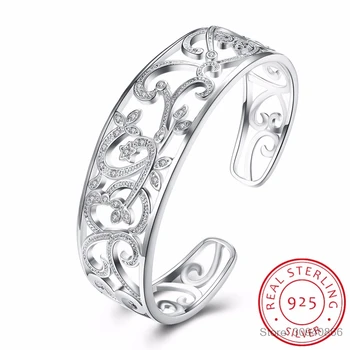 

LEKANI 925 Sterling Silver Hollow Branch Bracelets & Bangles For Women High Quality Elegant Lady Gift 925 Silver Fine jewelry