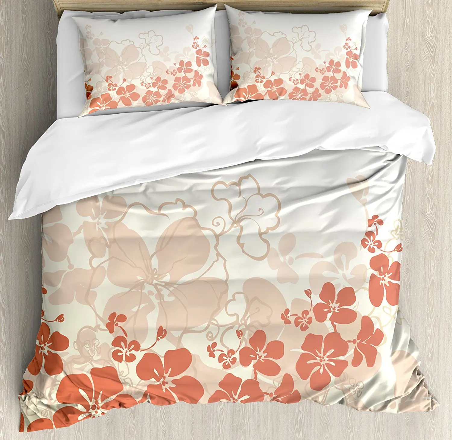 Hawaiian Duvet Cover Set Queen Size Hawaii Flowers Silhouette