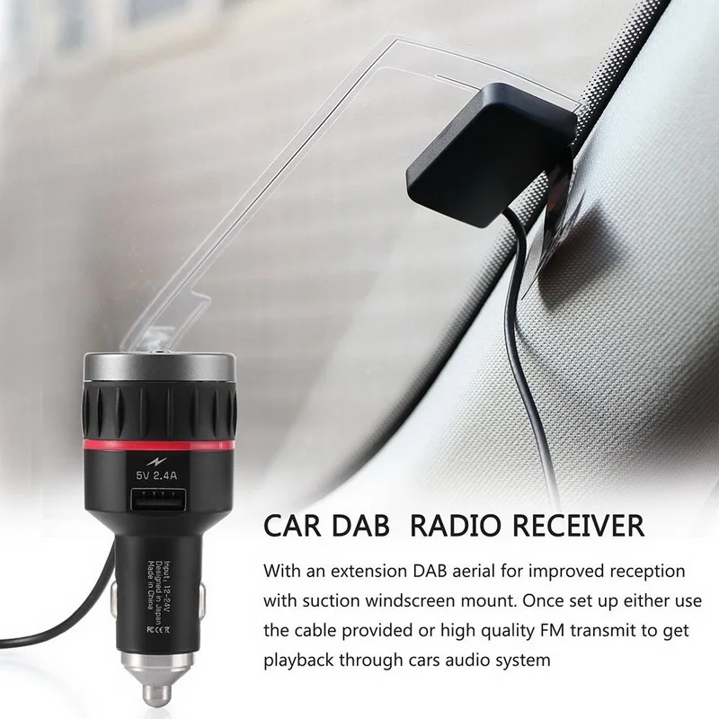 Автомобильный DAB радио прикуриватель с конвертером Plug-and-Play ручка с 5 В 2.4A USB часть fm-передатчик тюнер приемник