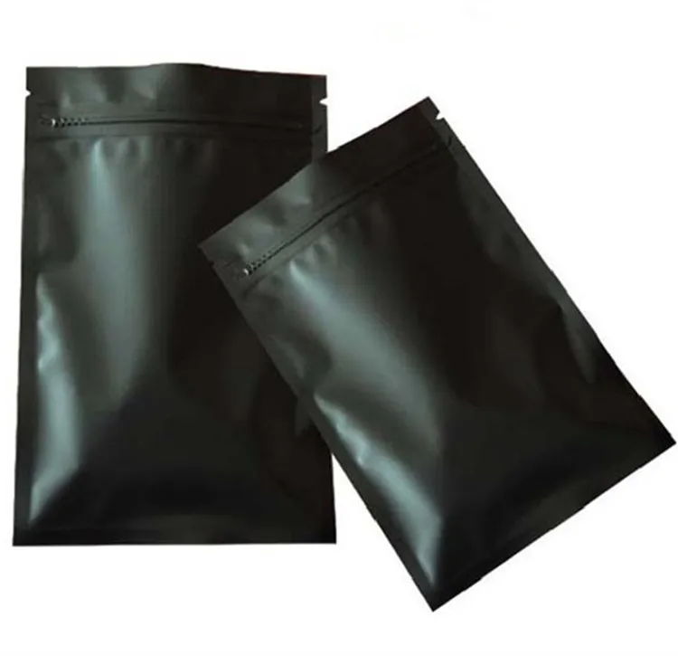 Матовая черная алюминиевая фольга Ziplock упаковочная сумка металлическая фольга черная молния посылка мешки для хранения порошка кофе