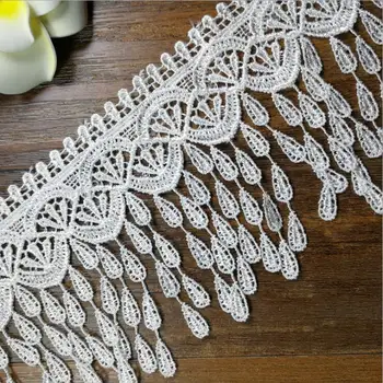 

15 Yards/Lot Fringe Tassel Lace Polyester Embroidery Appliqued Sewing Trims White Black Flower Lace 9cm