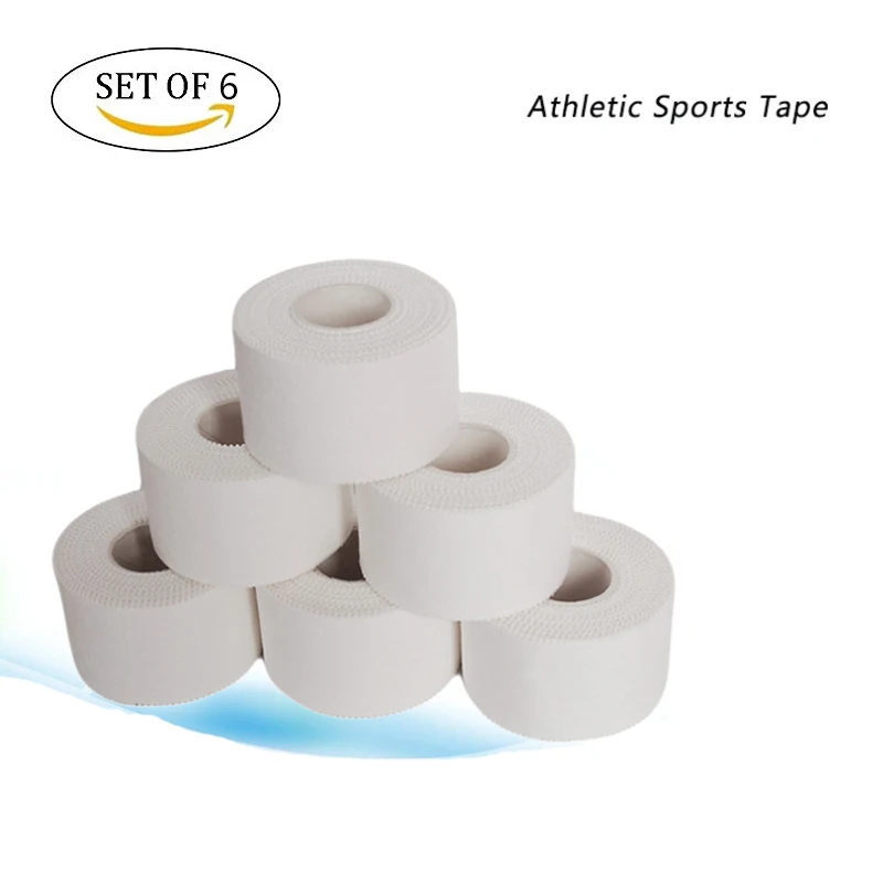 6 Rolls 10M 25MM/38MM/50MM White Sports Tape Athletic White Sports Bandage Injury Fixed No Sticky Residue Best Tape For Athlete