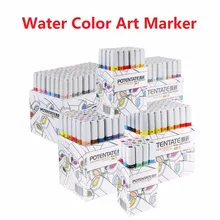POTENTATE воды Цвет художественный маркер для белой доски 12/24/36/48/60/84 Цвета комплект Краски маркер двойной слайдер искусства для чертежной конструкцией