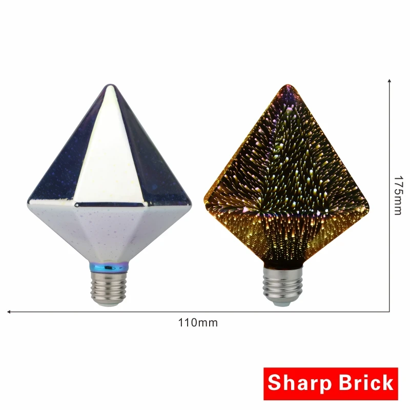 Светодиодные лампочки 3D лампы светодиодные украшения 220V ST64 G95 G80 G125 A60 E27 Праздничные огни Новинка рождественские лампы Lamparas - Испускаемый цвет: Sharp Brick