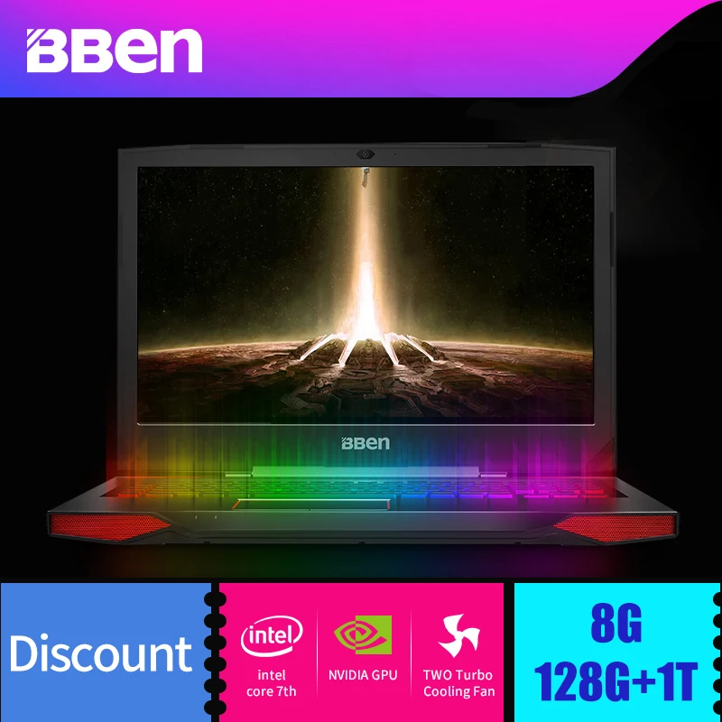 Prix BBEN Windows 10 Ordinateur Portable Gaming Ordinateur Intel I7 7700HQ Kabylake 6g NVIDIA GTX1060 32g 512g 2 t SSD HDD Option Mécanique Ordinateur