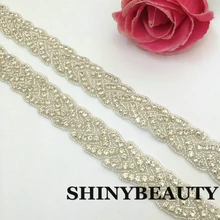 Серебряные стразы аппликация пояс невесты с украшением в виде кристаллов и жемчугом ленты свадебный пояс Кушак для свадебная одежда подружки невесты Dresses-RA220-Y9511