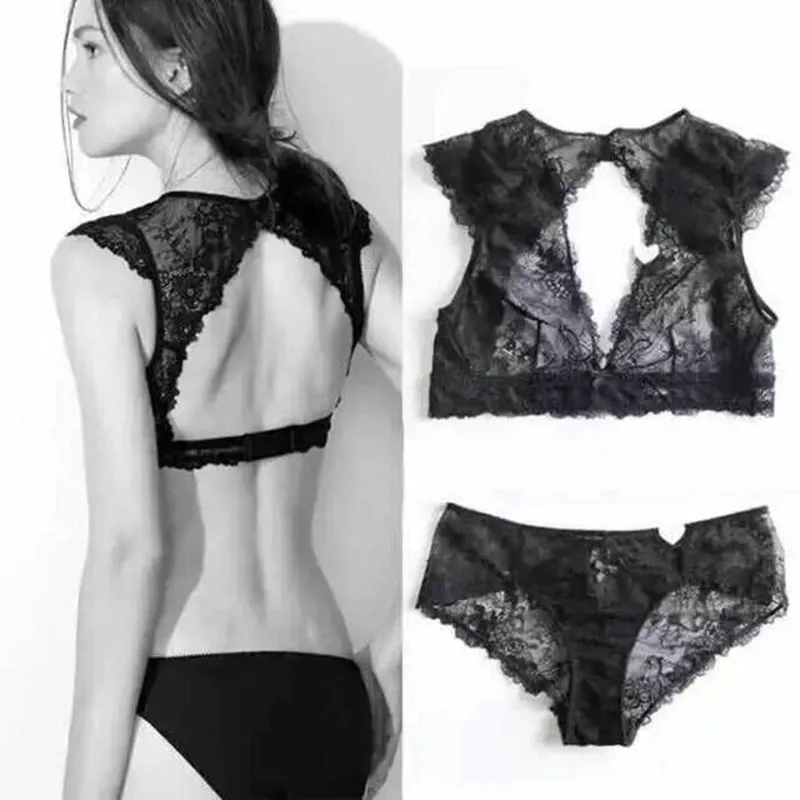 

Victoria underwear for women sexy bra set lace thin see through bras wireless U.S back plunge bra and panty set soutien gorge