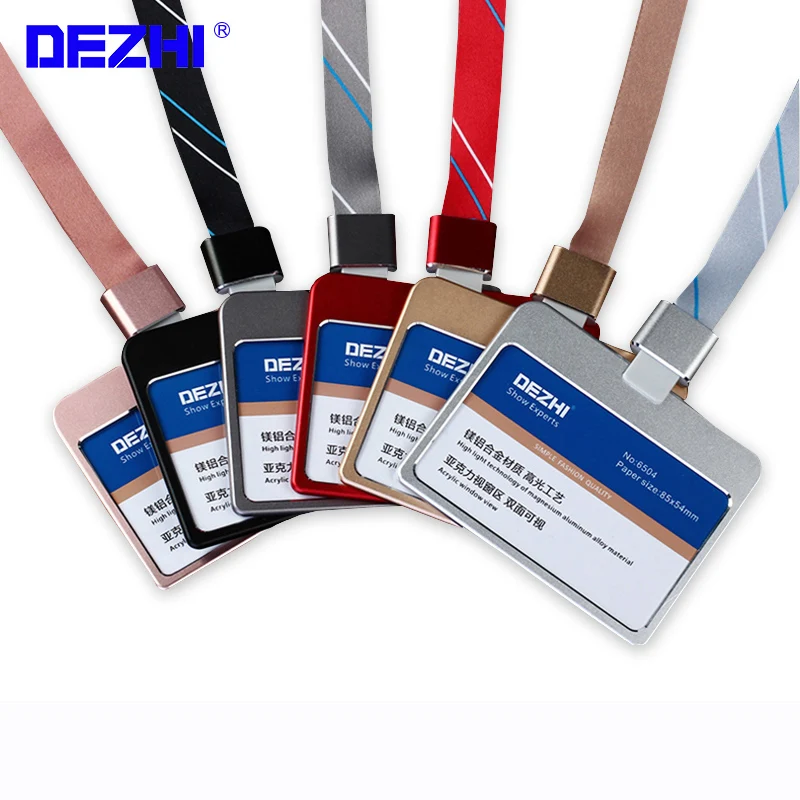 

Horizontal Style Bank Credit Card Badge Holder Metal Material Bus ID Card Holders with Lanyard Colorful and Fashion, OEM!