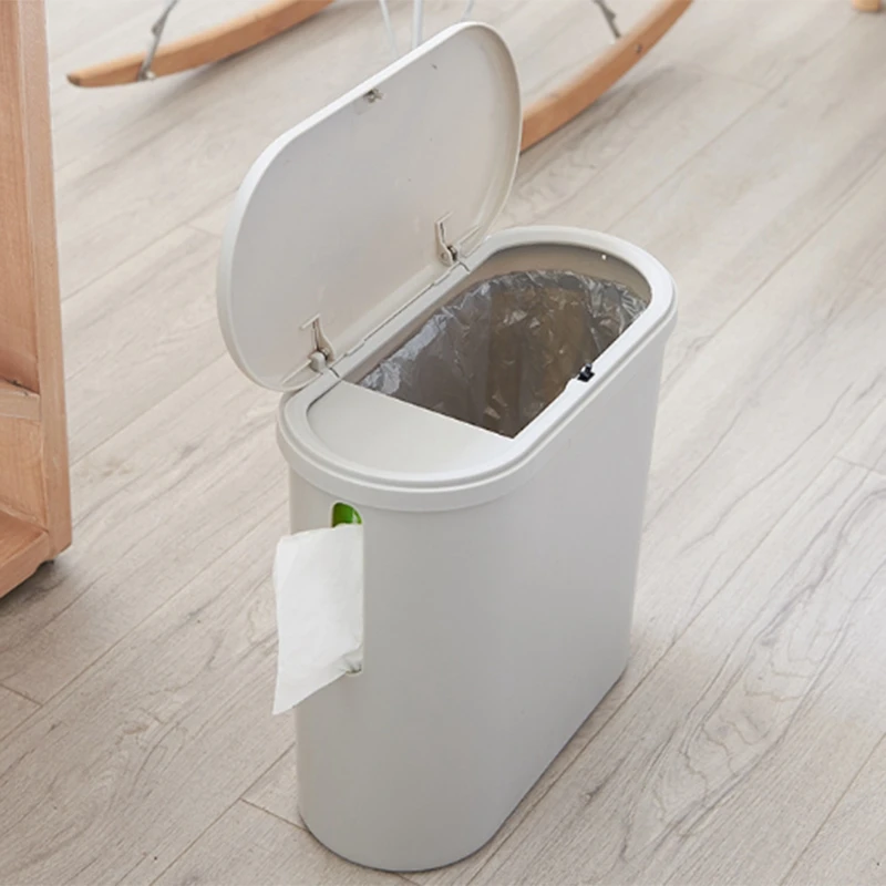 

Multifunction Plastic Narrow Type Press Cover Trash Can Toilet Can Put Paper Towels Waste Bin Dustbin Bathroom Garbage Bucket