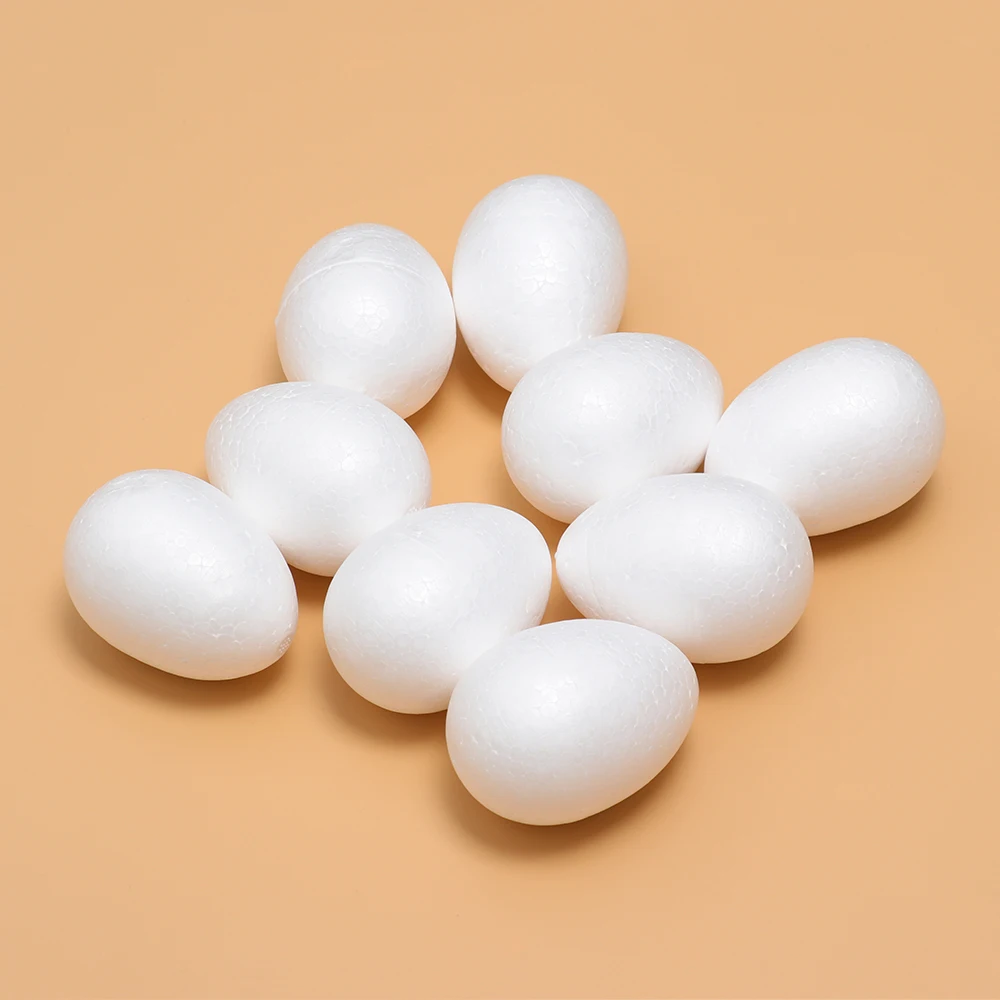 10pcs* Easter Handmade DIY Painting Egg Accessories White Foam Egg Party Decor 