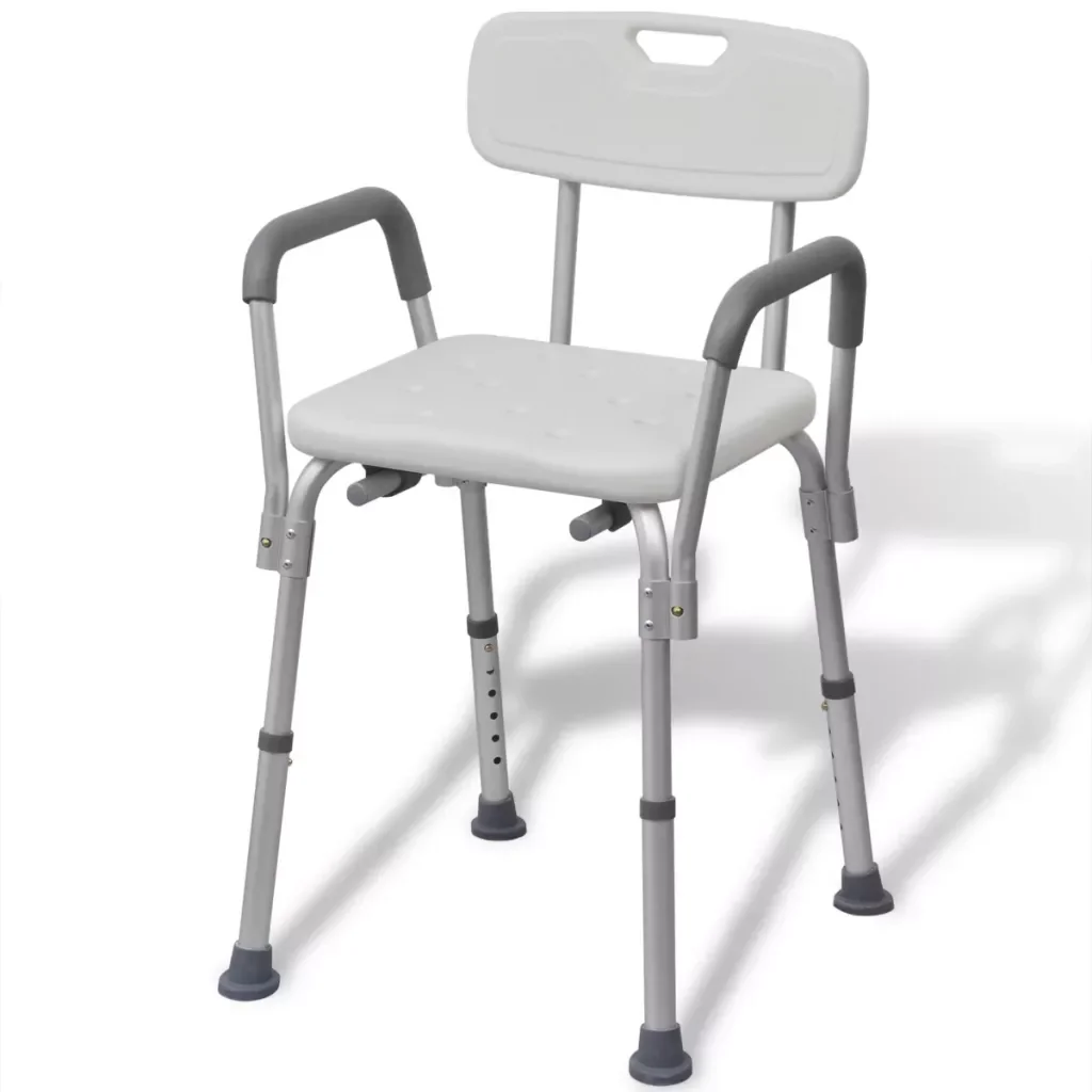 

Shower Chair Aluminium White Elderly Bath Shower Seat Armrests Backrest Toilet Chairs Shower Chair Convenient Bathroom Chair