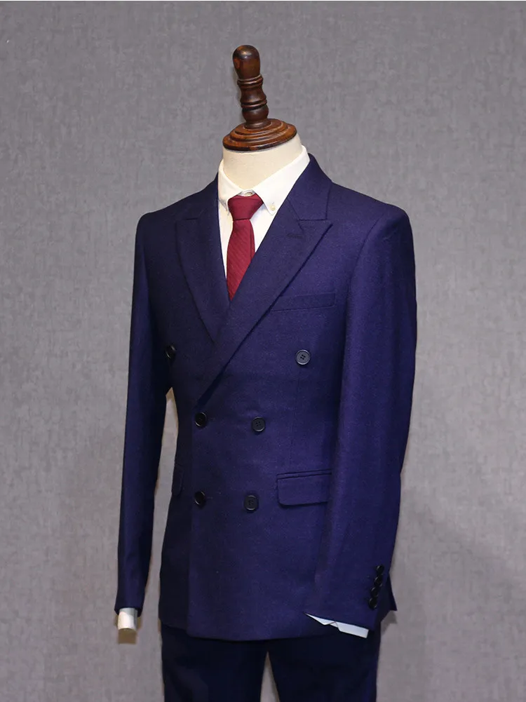 Blue (Jacket+Pants) 2 Pieces 2019 New Fashionable Mens Suits Custom Made Best Men Suits Double Breasted Wedding Groom Tuxedos