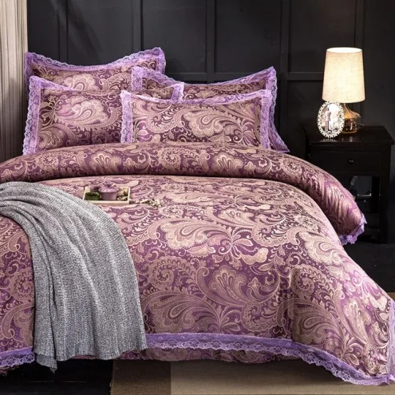11 4/6 шт. роскошный queen King size комплект постельного белья из сатина жаккардовое хлопковое покрывало для кровати набор пододеяльник постельное белье набор постельных принадлежностей постельное белье Большие размеры 40 - Цвет: 11
